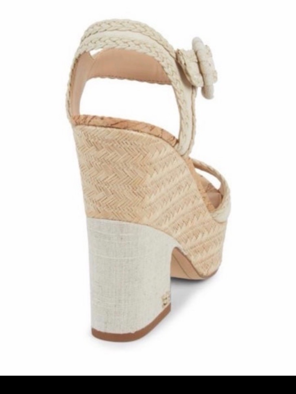 Sam Edelman  Lillie Woven Cork Platform Wedge Sandals Size 7 Ivory NWOT - Picture 3 of 5